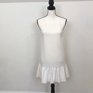 Zara white dress flounced hem size S